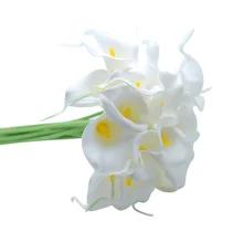 Белый желтый искусственный Калла украшение 20 шт для букета для свадьбы невесты ручной работы Pu Искусственные цветы JF005