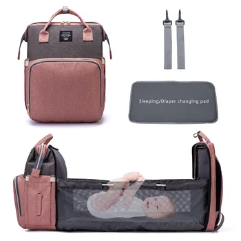 

Lequeen New Style Portable Folding Crib Diaper Bag Multi-Function Large Capacity Mother's Bag Backpack