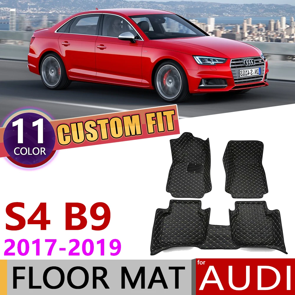 Кожаные автомобильные коврики на заказ для Audi S4 B9 8W Sedan Saloon 2017 2018 2019 5 мест, водонепроницаемые автомобильные коврики для ног, аксессуары для