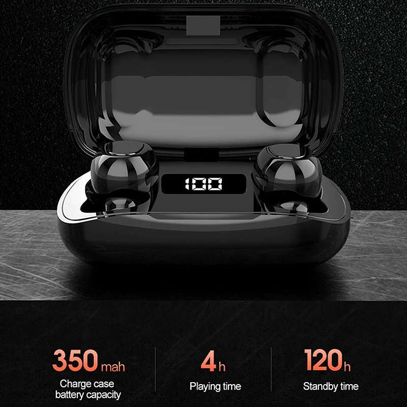XT7 Digital Display Bluetooth Headset TWS Bluetooth 5 0 Stereo Binaural Dual Pass Sports Wireless Bluetooth Headset