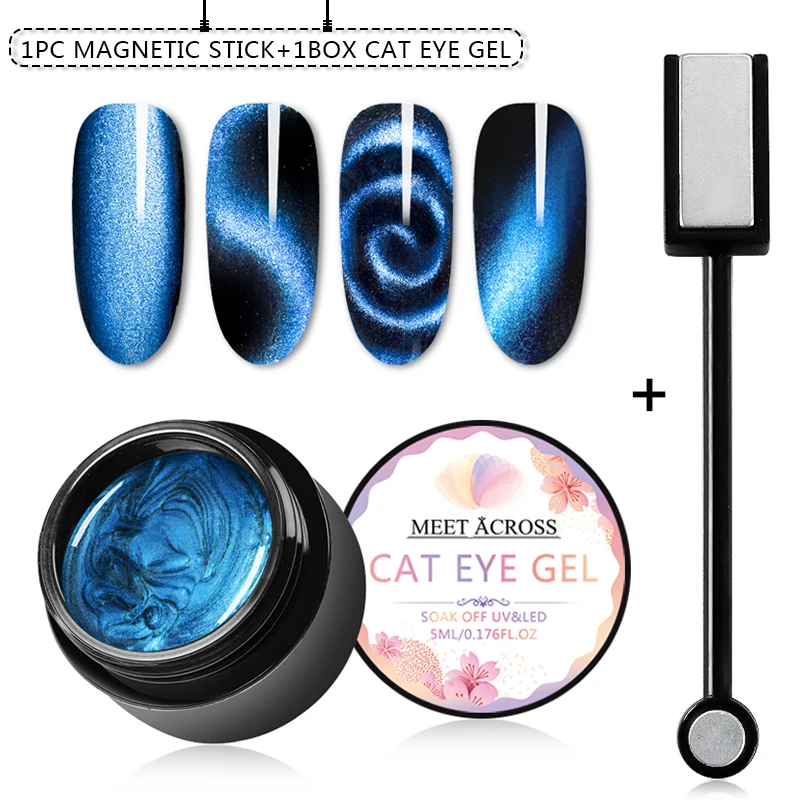 MEET ACROSS 9D Galaxy Magnetic Gel Nail Polish 5ML Soak Off UV LED Nail Art Lacquer Long Lasting Varnish Shining Cat Eye Gel - Цвет: CZH01303