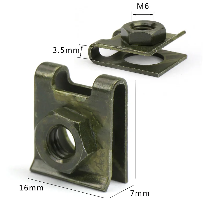10pcs Car Motorcycle Scooter ATV Moped E-bike Plastic Cover Metal Retainer 6mm U-Type Clips with Nut M6