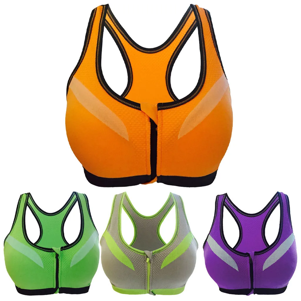 Perimedes Women Seamless Sports Bra large size sports bras Zippers Quakeproof Yoga Bras Gather together Underwear#Y35