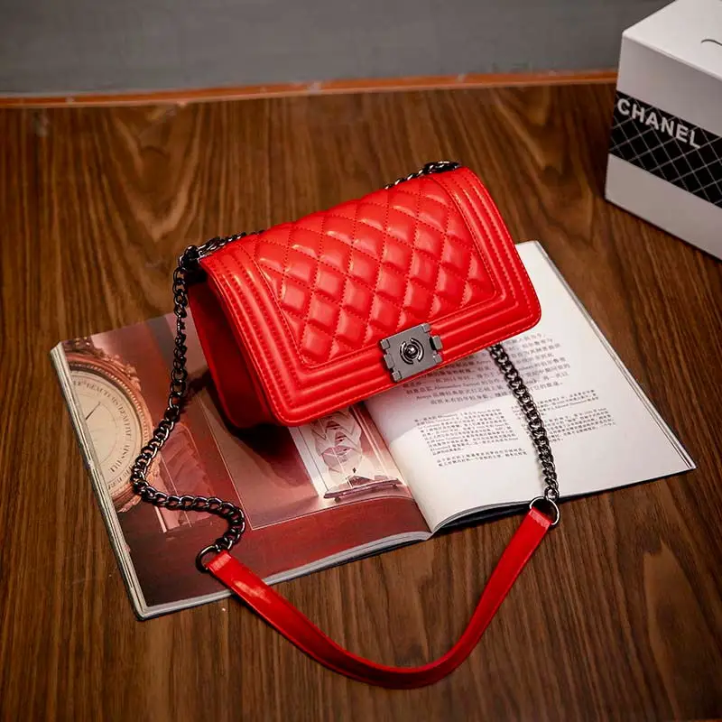 25cm red Bolsa feminina Сумки на цепи через плечо для женщин роскошные сумки женские сумки дизайнерские змеиная кожа женская сумка для девочек сумки на плечо - Цвет: 25cm red