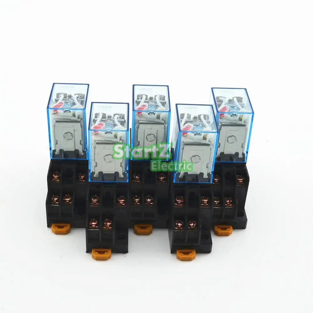 

5Pcs Relay LY2NJ 24V DC Small relay 10A 8PIN Coil DPDT With Socket Base