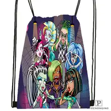 Изготовленная на заказ походная сумка на шнурке с монстрами(черная спинка) 31x40 см#180611-01-48