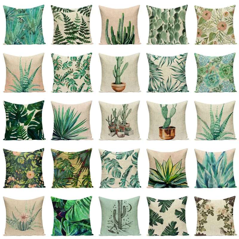 Green-leaves-cushion-covers-tropical-plants-cactus-Car-Beds-Gift-pillow-cover-pillow-covers-decorative-Custom (1)