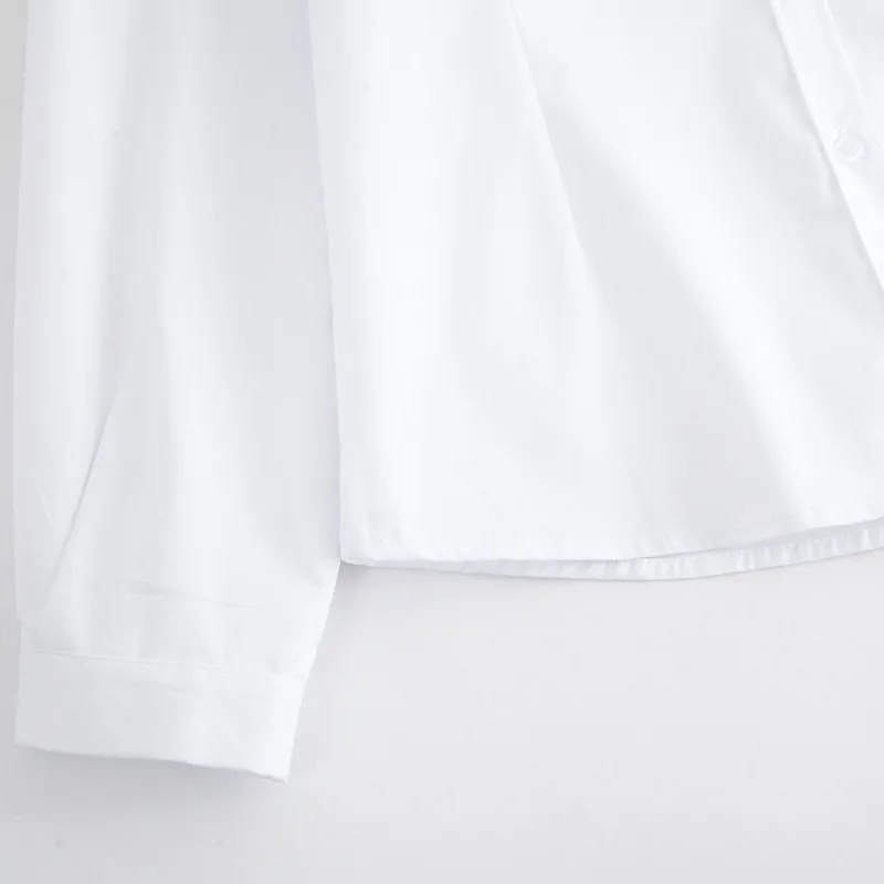 Лидер продаж в Корейском стиле для девочек; школьная Униформа Колледж ветер Jk рубашка Новые летние с v-образным вырезом с длинным рукавом t-рубашка кофта Рабочая форма топы для студентов; свободная белая рубашка