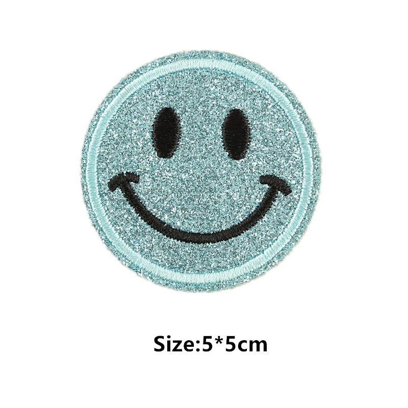 1Pcs Round Expression Smiley Face Patch Clothes Iron on Embroidered Sew Applique Cute Fabric Badge Garment Apparel Accessories 