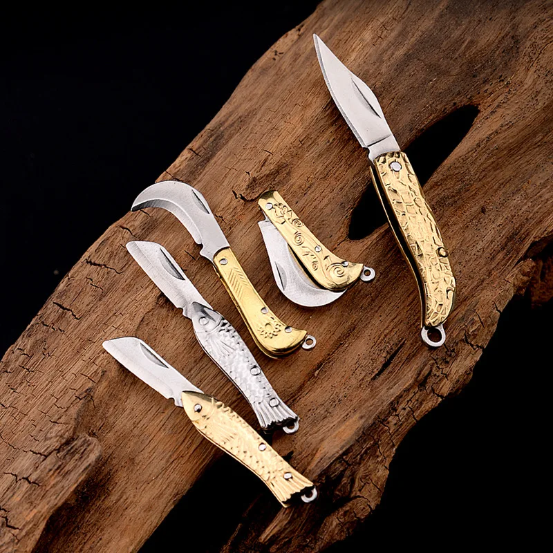 Utility Knife Paper Cutter Letter Opener Mini Folding Portable Fish Knife Office Brass Stainless Steel For Stationery