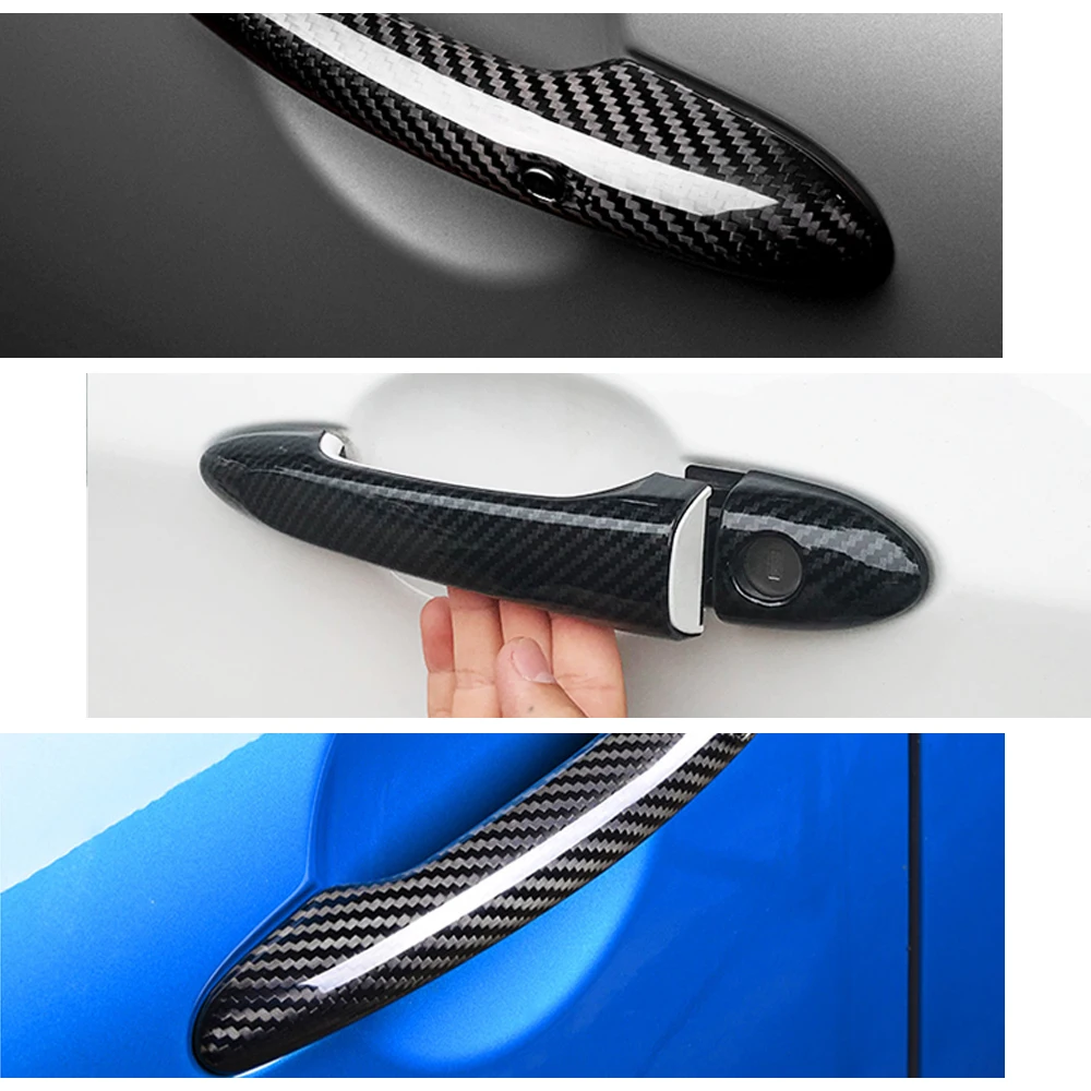 Black Carbon Fiber Door Handle Cover for Toyota Yaris XP130 Vitz