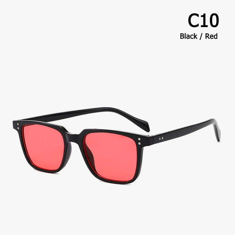 JackJad, модные крутые солнцезащитные очки NDG, квадратные, винтажные, с заклепками, в два точки, фирменный дизайн, солнцезащитные очки Oculos De Sol 3246 - Цвет линз: C10 Black Red