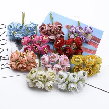 

6 Pieces Stamen Tea roses artificial plants decorative flowers wreaths christmas decorations for home wedding bridal accessories