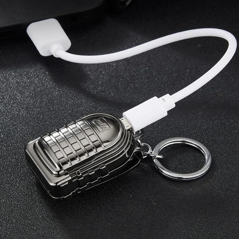 New USB charging Cigarette lighter Windproof flameless Electronic lighters Keychain Chicken game backpack lighter