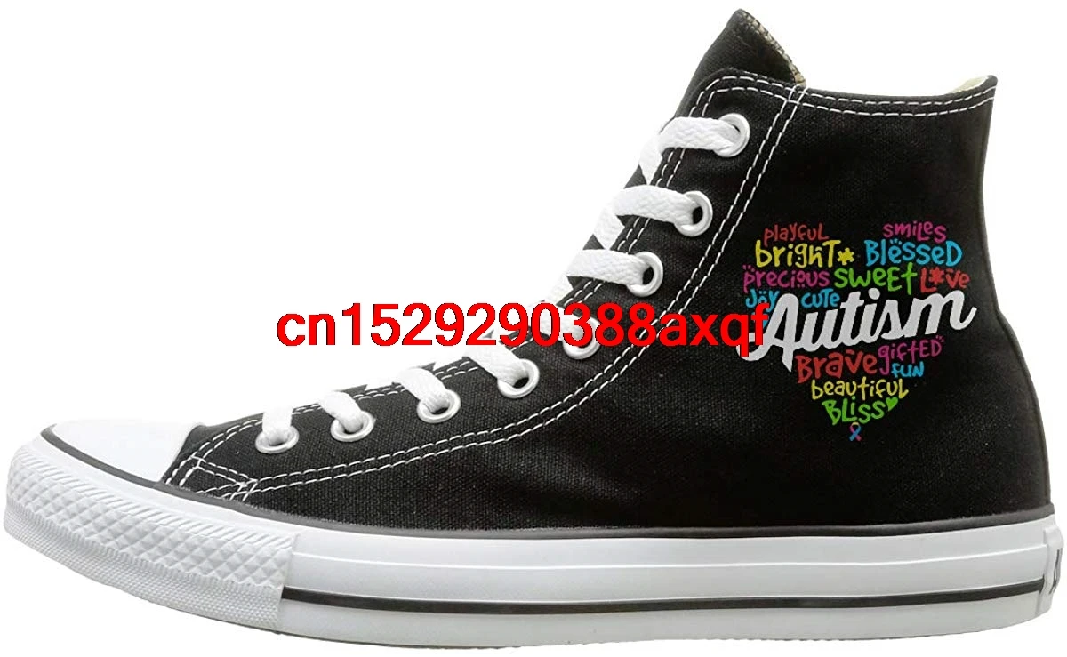

Men's Women's Classic High Top Lace Up Canvas Shoe,Autism Awareness Heart Trainers Sneaker For Boys Girls