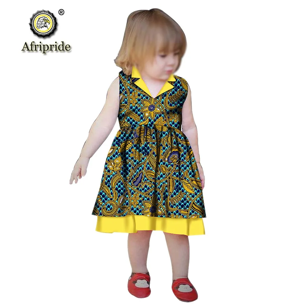 African Girl Dresses Sleeveless Anakra Wax Print Lovely Dress Casual Print Princess Mini Cute Dress Lovely AFRIPRIDE S1940019