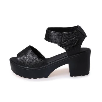 

2020 New Fashion Summer Fang Genpo With Round Toe Sandals Pure Color Large yard 35-41 Woman Casual shoes