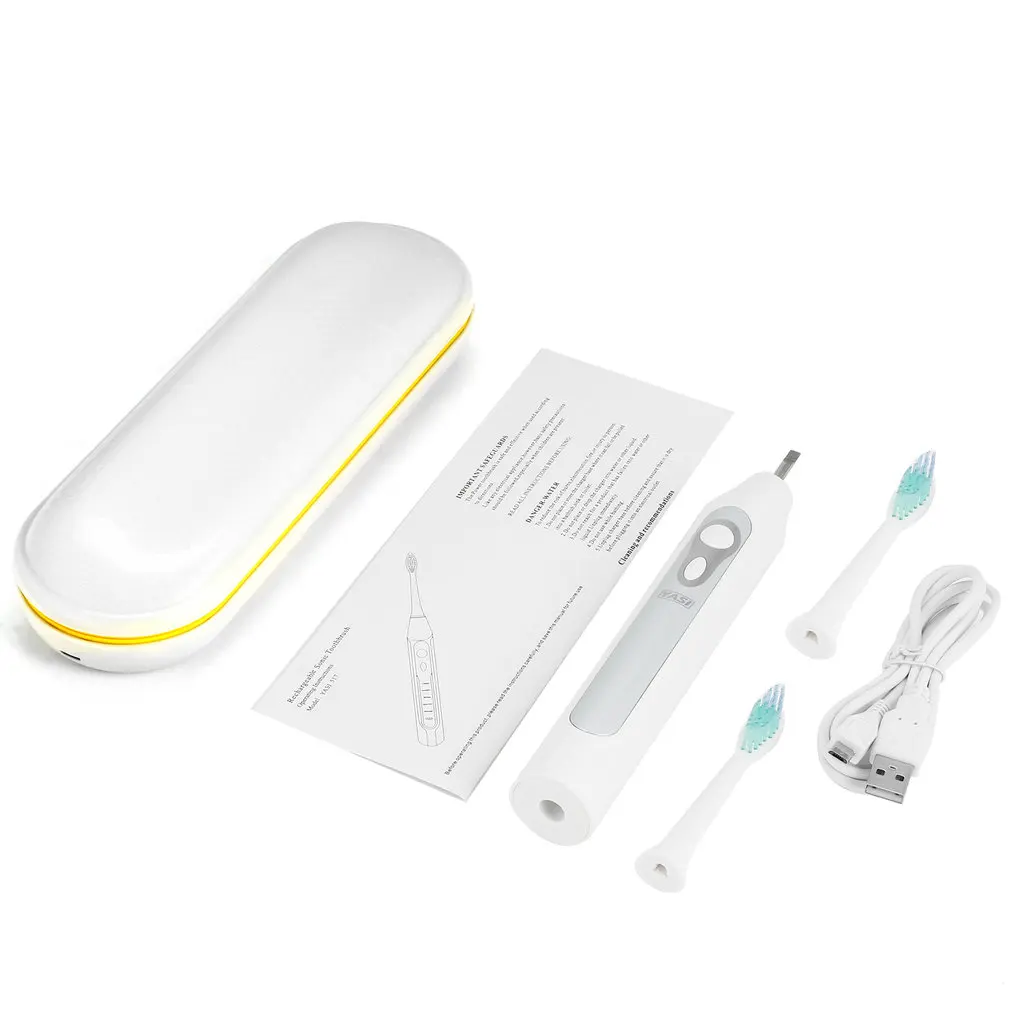 

White Portable Easy Operation Wireless Rechargeable Electric Sonic Acoustic Toothbrush with Five Operating Modes