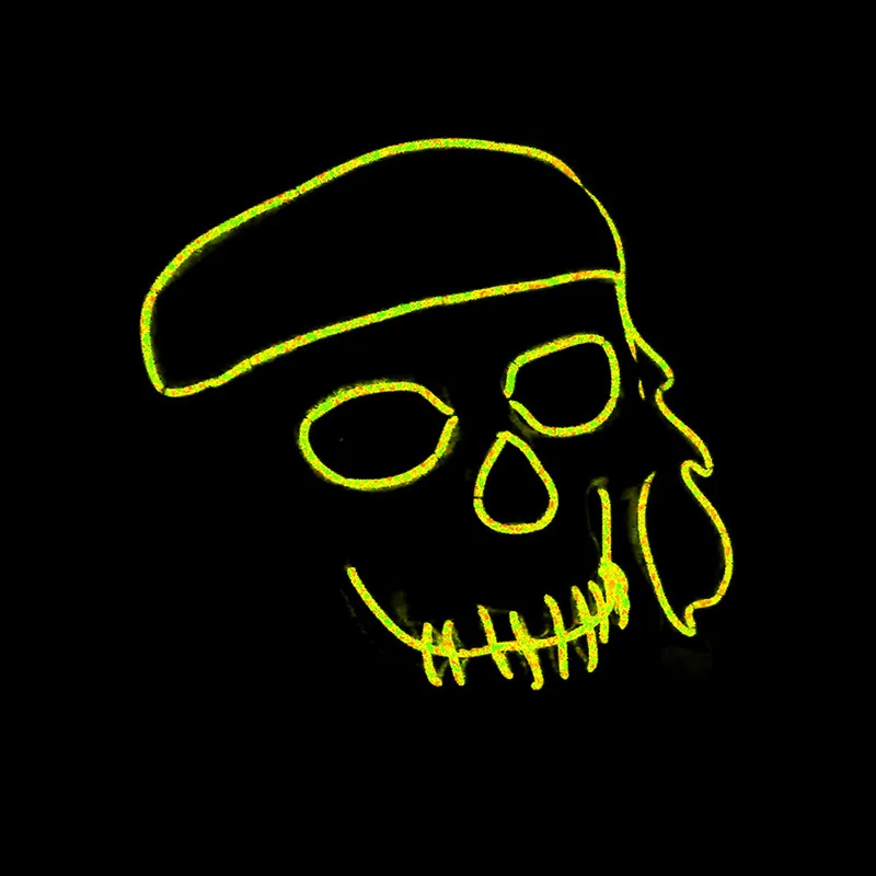 

Halloween Masks Ghost Dance Party Bar Environment-friendly Plastic Gorgeous Color EL Cold Light Luminous Mask