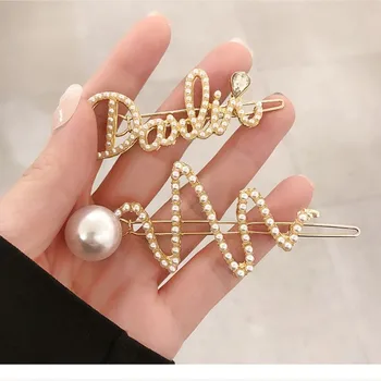 

Fashion Women Pearl Hair Clip Snap Barrette Stick Hairpin Bobby Hair Accessories Headwear