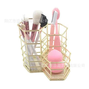 

Rose Gold Wire Net Pencil Holder Round Iron Mesh Pen Cup Stationery Organizer Office Home School Desk Sorter Storage basket PF82