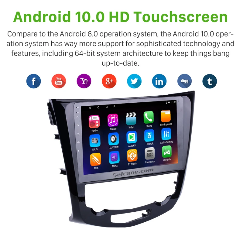 Reproductor Multimedia de navegación GPS Seicane Android 100 Quad Core de 101 pulgadas para 2013-20