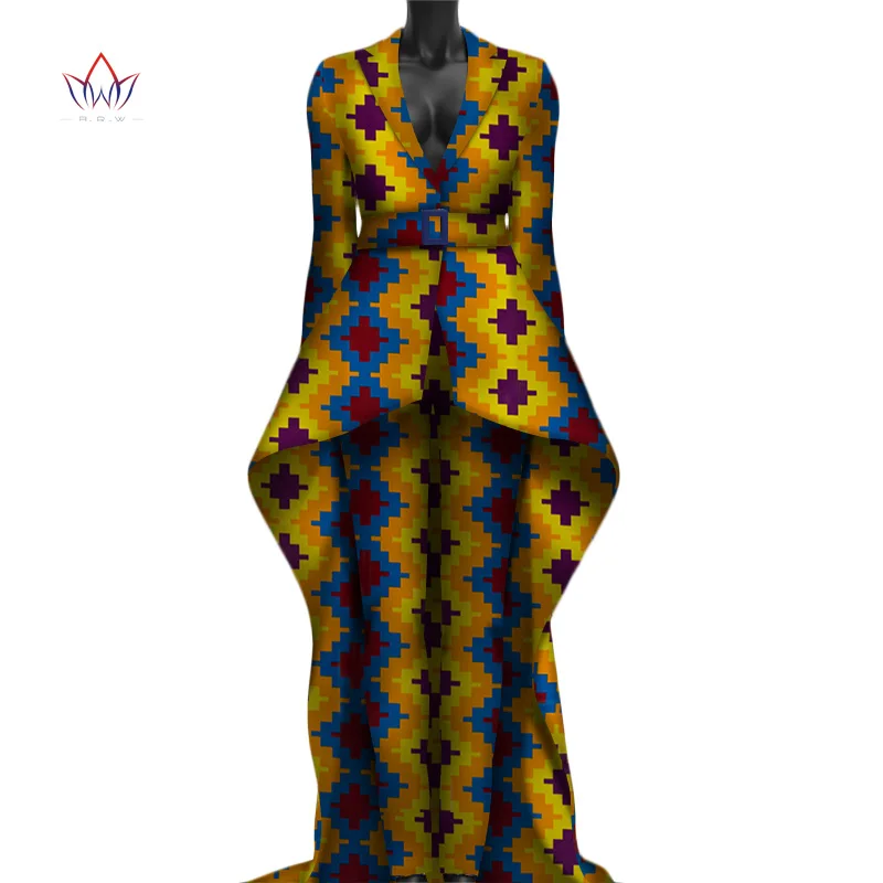 Отложной воротник Африканский Дашики традиционный комплект из двух частей брюки для женщин размера плюс женские комплекты одежды полный рукав WY3050 - Цвет: 8
