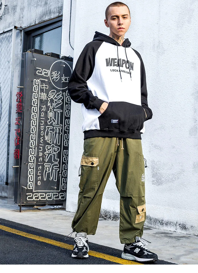 Хип карго брюки уличная Мужская Harajuku Свободные Брюки-шаровары джоггеры повседневные тактические брюки карманы спортивные брюки зеленый