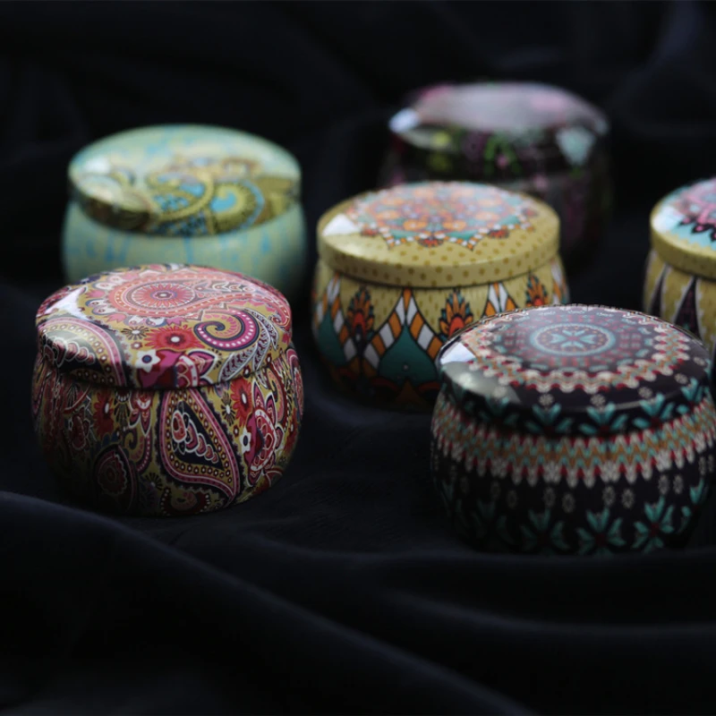 Винтажные банки в форме барабана железная чайная коробка конфеты печенье цветок