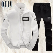 2021 New Men Sets Fashion Sporting Suit Warm Embroidery Zipper Sweatshirt +Sweatpants Mens Clothing 2 Pieces Sets Slim Tracksuit