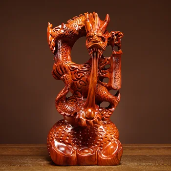 

Rosewood Dragon Statue Zodiac Dragon Sculpture Real Wood Home Decoration Sitting Room Office Carving Crafts Home Decor