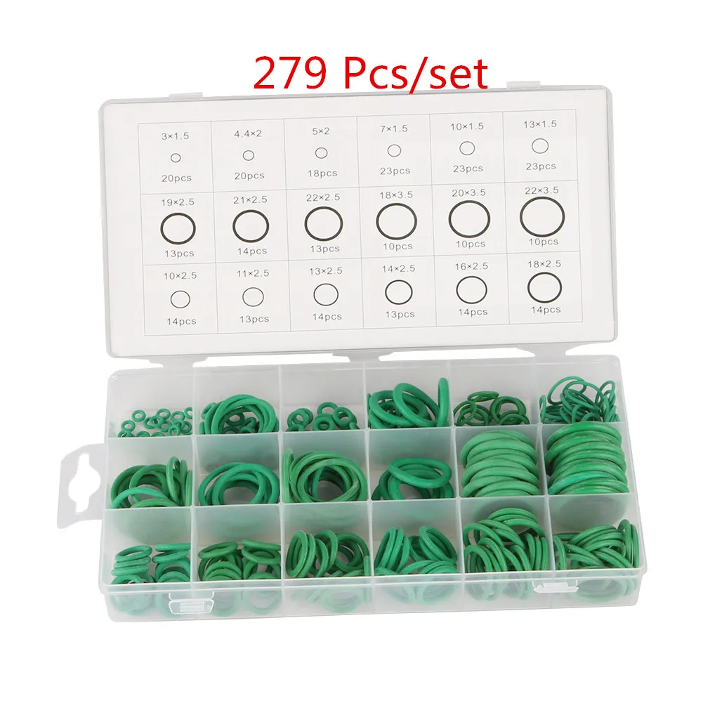 7 Type Multi-size O-Ring Assortment Kit NBR Rubber Gaskets Garden Irrigation Sealing O Rings Connector Washers Black/Green 