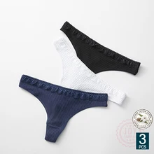 

3 Pcs \ Lot Cotton Panties For Women Temptation Low-Rise Sexy Lace G-Strings Thongs 3d Striped Cotton Sexy Lingerie Underpants