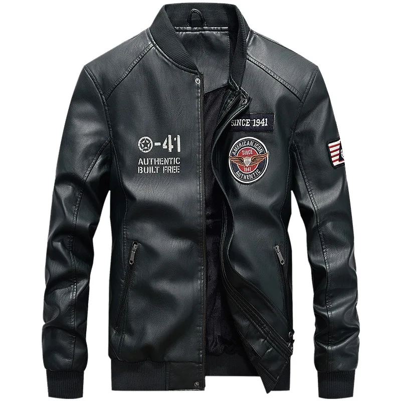 

Men's plus Size Spring and Autumn New PU Leather Jacket Baseball Stand Collar Stylish Guy's Leather All-match Casual Jacket