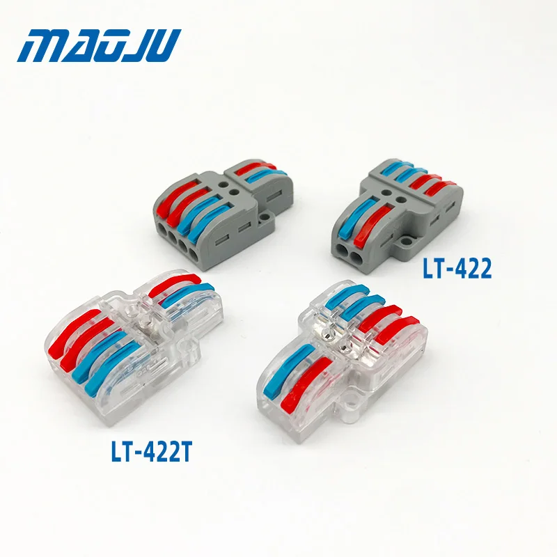 

5PCS Wire Connector Splicing Conductor Quick Push-in Terminal Block Compact Wiring Cable Connector with 0.5-4.0mm2 LT-422 10PCS