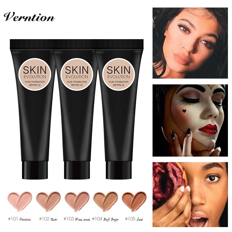 

Verntion Base Makeup Face Foundation Liquid BB Cream Natural Color Concealer Whitening Lasting Primer Makeup Full Coverage Cream