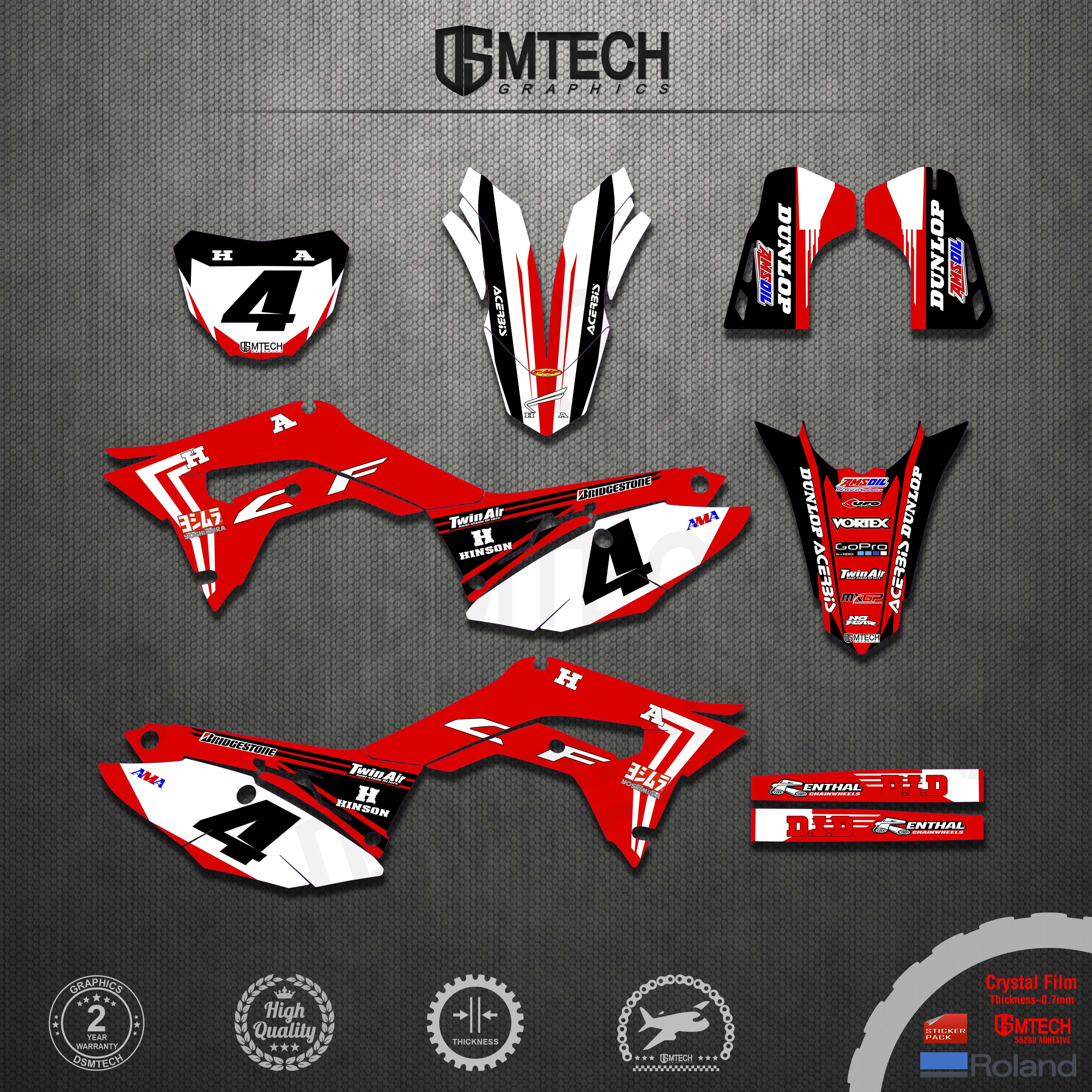 DSMTECH Motorcycle Decals Stickers Backgrounds Graphics For Honda CRF250R 2018 2019 2020 2021 For Honda CRF450R 2017 2018-2020 luckmoto graphics backgrounds decals stickers kits for for honda crf 250r 450r 2017 2018 2019 2020 motocross decals