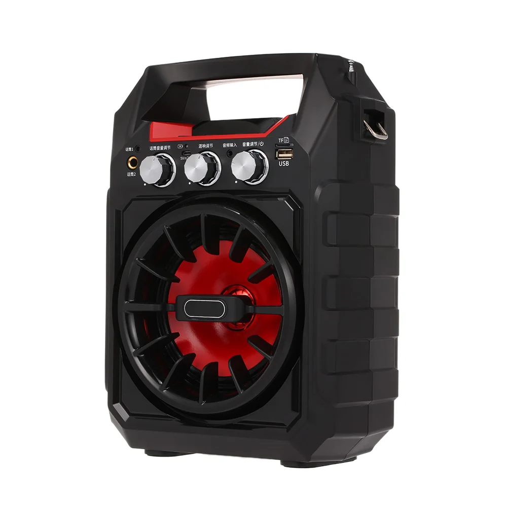 Портативный Bluetooth динамик открытый караоке FM радио TF карта AUX в U диск музыкальный плеер один клик запись двойной микрофон