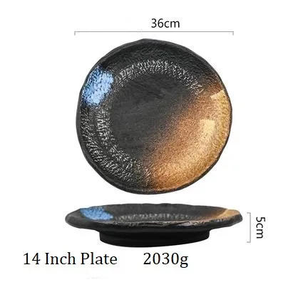 14 Inch Plate Японский стиль керамическое домашнее блюдо индивидуальность Ретро блюдо для суши сашими фруктовый десерт обеденное блюдо Ресторан посуда - Цвет: 14 Inch Plate