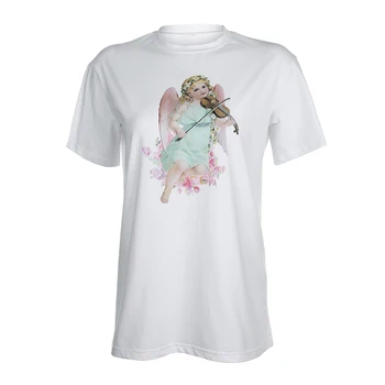 

HEYounGIRL Angel Printed Casual Tee Shirt Womem Summer Short Sleeve Cotton Tshirts Woman White Harajuku T-shirt Ladies Fashion