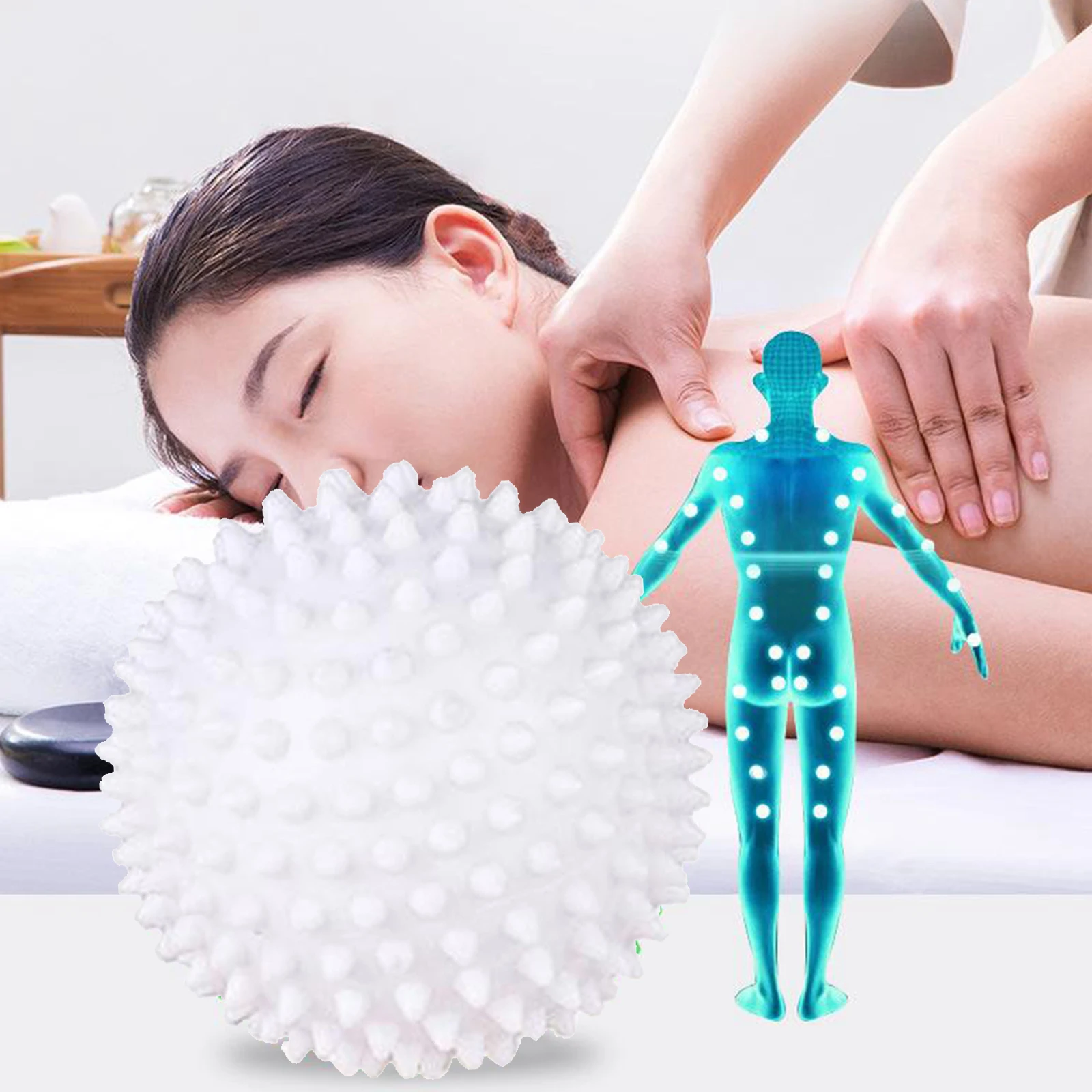 HANDS SPIKY MASSAGER BALL for BACK BODY PARTS MYOFASCIAL 7.5CM DIAMETER