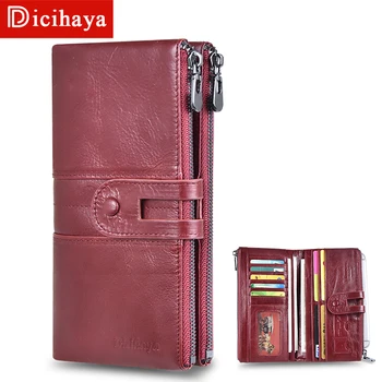 

DICIHAYA Women Purses Long Zipper Genuine Leather Ladies Clutch Bags With Cellphone Holder High Quality Card Holder Wallet New