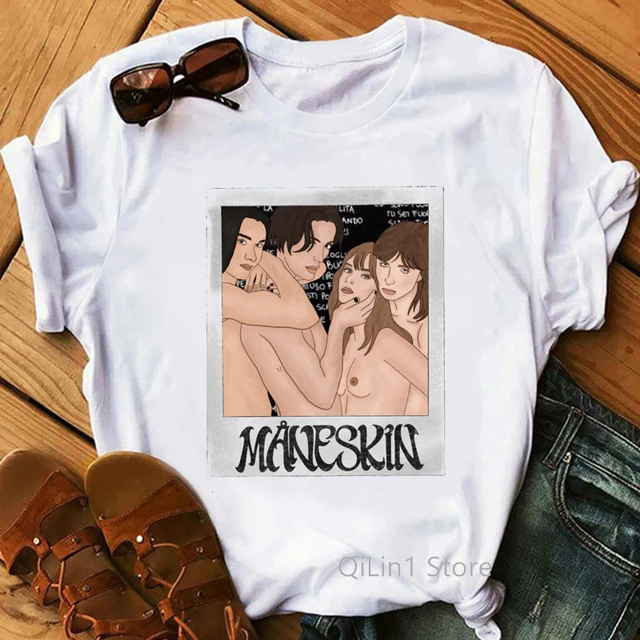 MåNeskin Women'S T-Shirts Maneskin Rock Band  Graphic Print Tshirt Femme Zitti E Buoni Damiano David T Shirt Female Streetwear J0070142