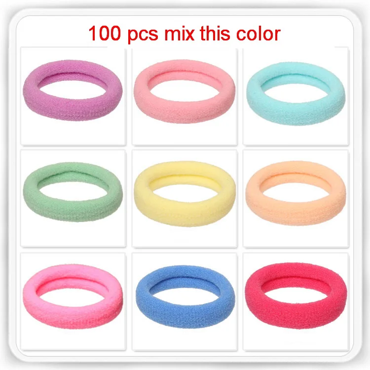 mix color 2 100 шт., эластичные резинки для волос для девочек, 34 Цвета, нейлоновые резинки для волос, веревка для женщин и детей, резинки для волос, аксессуары для волос - Цвет: mix color 2