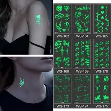 New Luminous Temporary Fake Body Tattoos Stars fluorescent notes Flowers