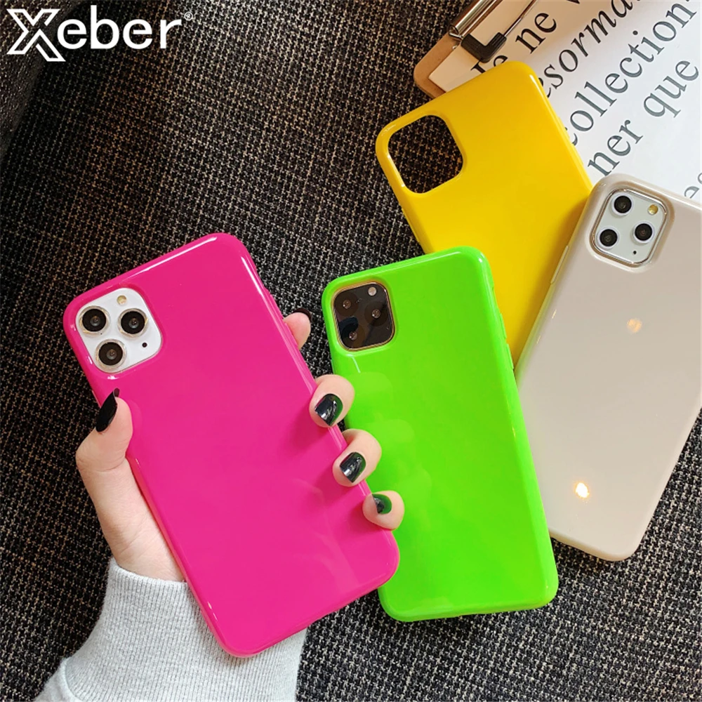 Роскошный неоновый флуоресцентный желтый чехол для iPhone 11 Pro Max XR X XS 7 8 Plus 6 6S SE 2