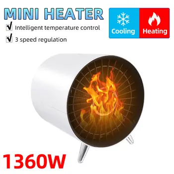 

2 in1 Three Speed Mini Portable Electric Heater 1360W 220V 50hz Desktop Warm Air Fan Cooling Fan Intelligence Speed Hot Heaters