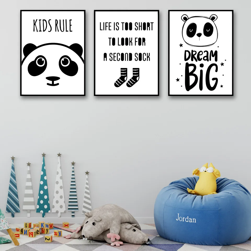 

Nordic Home Decor Cartoon Animal Letter Panda For Kid's Living Room Wall Art Canvas Poster Print Painting Pictures No Frame