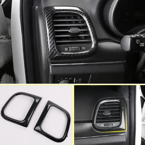 Для Jeep Grand Cherokee 11-18 углеродное волокно передняя сторона вентиляционное отверстие рамка Крышка отделка - Название цвета: Черный