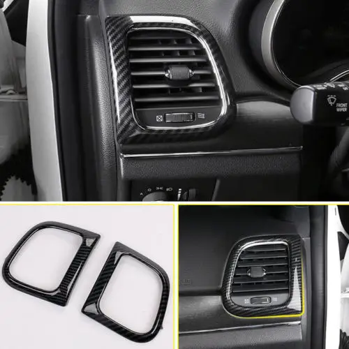 Черный Для Jeep Grand Cherokee 11-18 углеродное волокно передняя сторона вентиляционное отверстие рамка Крышка отделка - Название цвета: Черный